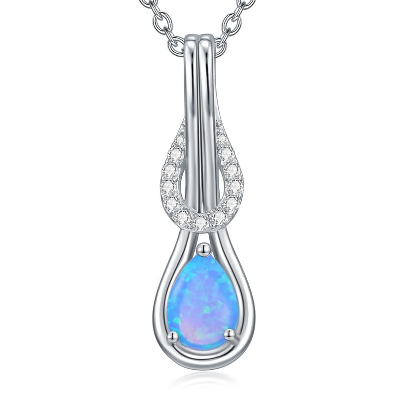 Shroova Angel Wings Pear Opal Necklace for Women, 18"+2" Necklace, Packaged with Jewelry Box, Birthday Gifts for Women, Symbol of Love, Beauty and