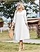 Zeagoo Kleid Damen Sommer A Linien Tunikakleid Elegant 3/4 Ärmel Sommerkleid Spitzenärmeln Midikleid V-Ausschnitt Blusenkleid Weiß XL