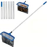 Pool Kescher,Teich Kescher mit 2.1M Verstellbarem Stab,Laubkescher,Poolkescher,Bodenkescher Pool,Poolreinigung Feinmaschig für Schwimmbad,Aquarium,Spa