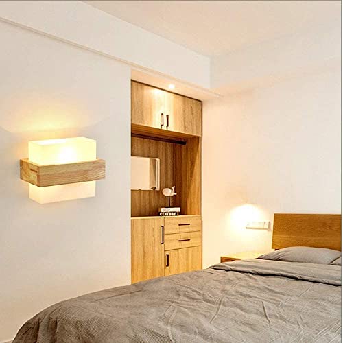 Aplique de pared minimalista WQHPLMD en madera y acrílico para iluminar tu dormitorio 3