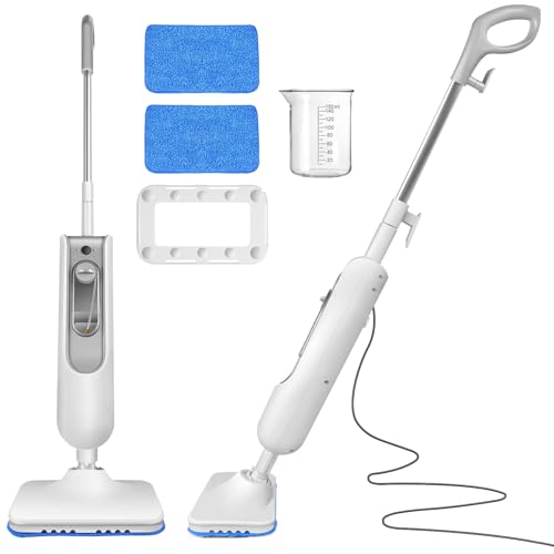 Steam Mop for Hard Floors and Carpets, High Temperature 2 Modes, with 400ml Tank, Measure Cup, 4.8m Long Power Cord, Swivel Head Easy to Operate