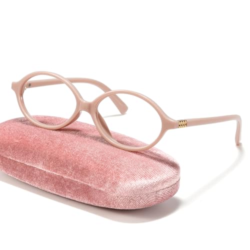 Image of Slocyclub Oval Blue Light Blocking Glasses for Women Men Retro Eyeglasses | Filters harmful blue light, reduces eye strain, Vintage oval frame, Lightweight for daily wear