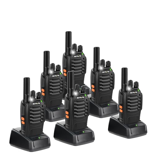 Retevis H-777 Walkie Talkies for Adults Long Range Hand Free Handheld Rechargeable Two Way Radio Business 2 Way Radios with Charger (6 Pack)