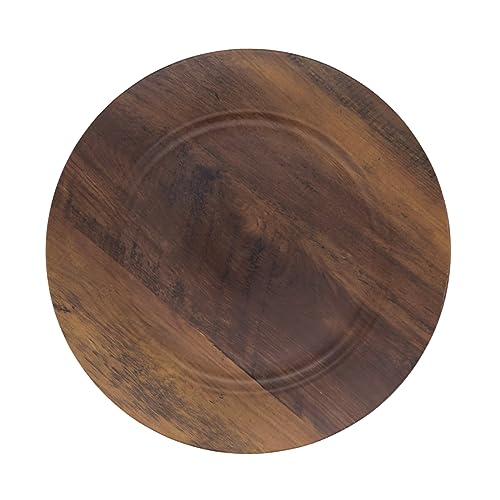 Platos cargadores redondos 13 in madera falsa color marrón x4 miniatura 1