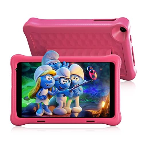 8-tums barnsurfplatta, HotLight barnsurfplatta, förinstallerad barn, barn, Android 10 GB, 1920 x 1200, 32GB ROM+128 GB SD förlängning, WiFi, barn surfplatta med barnsäkert fodral (rosa)