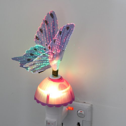 COFFLED Put Fiber Optic Purple Butterfly LED Color Change NightLight Decor Lamp Gift Toy Purple