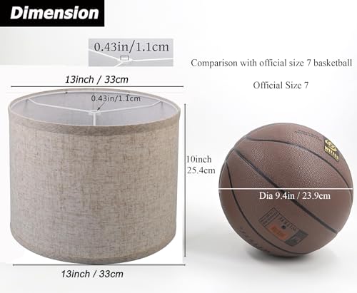 Wankaix lampshades Set of 2, Drum Lamp Shades Set of 2, Lamp Shades for Table Lamps Easy Assembly Required Lamps Shades Natural Linen Fabric (Nature Linen, 13"x13"x10") by WANKAIX - Image 2