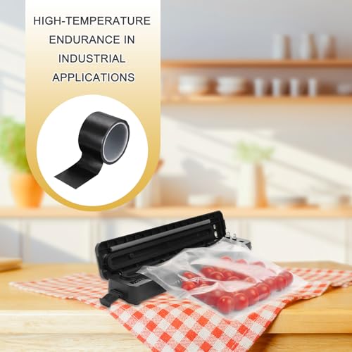 Image of PATIKIL High Temperature PTFE Tape 2-3 /8 Inch x 33 Feet, PTFE Coated Fiberglass Adhesive Tape for Vacuum Sealer Machines Hand-Impulse Sealers Insulation, Black