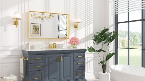 Image of Keonjinn 40x24 Inch Gold Bathroom Mirror for Over Sink, Rectangular