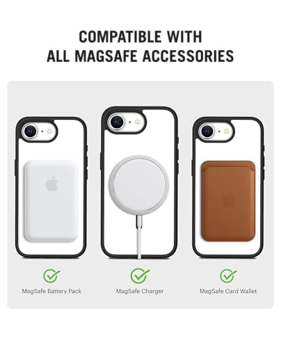 Image of DailyObjects Polycarbonate Case for iPhone 16e Compatible with Mag-Safe Wireless Charging | Black Hybrid Magnetic Armour Slim Shockproof Back Cover