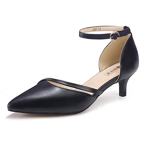 IDIFU Women IN2 Maxine Low Kitten Heels Dress Pumps Wedding Evening Formal Elegant Closed Toe Shoes for Women Bride