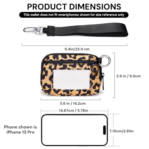 Image of Keychain Wallet for Women with Clear ID Window, Coin Pouch and Wrist Strap | Quick-Access Design with Front Zip Pocket, 3 Card Slots, Inner Mesh Pocket and Lipstick Holder