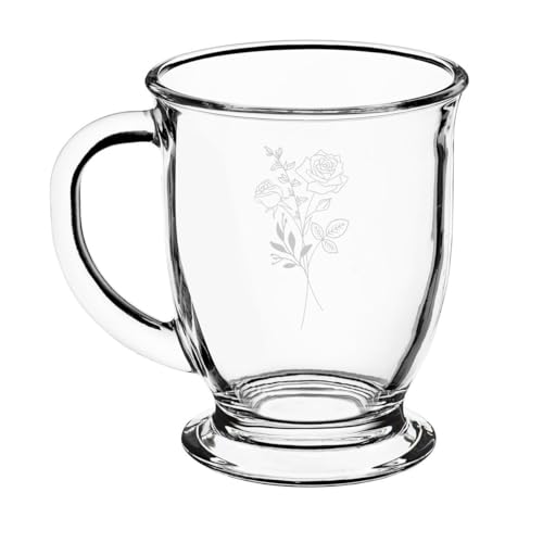 Mug de vidrio 16oz diseño Flores de junio - Rose miniatura 1