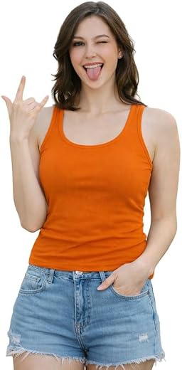 Women's Cotton Rib Fabric Slim Fit Solid Racerback Styled Tank Top | Stay New Tank Top for Women | 100% Cotton Fabric