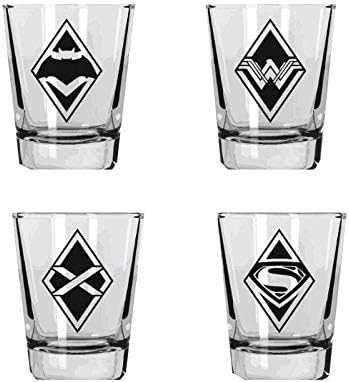 SD TOYS Set of 4 Mini Logos Batman V Superman DC Glasses, Colour, Medium
