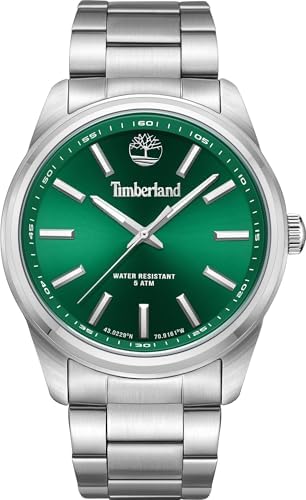 Timberland Men's Northbridge Stainless Steel Bracelet Casual Watch, TDWGG0010806, Green/Silver, 45 mm