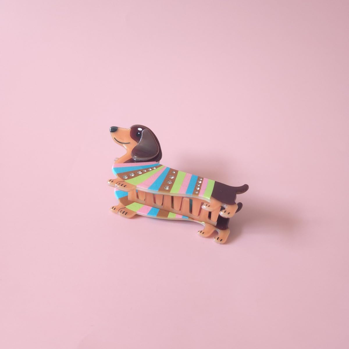 Cute Dachshund Hair Clip,Funny Acetate Claw Clips,Dog Hair Clips for Women,Brown