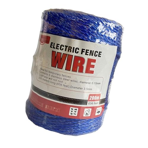WUUISDNX Elektrozaun Polywire, hohe elektrische Leitfähigkeit, strapazierfähiges 200 m Elektrozaunseil für zuverlässige Tierzäune, hohe elektrische Leitfähigkeit