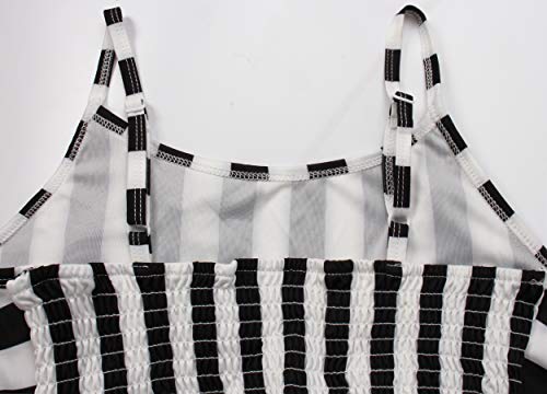 Perzeal Women's Sexy Spaghetti Strap Stripe Jumpsuits Casual Wide Leg Long Pants Rompers Sleeveless Ladies Outfits (X-Large, Black Strip) #TOP4