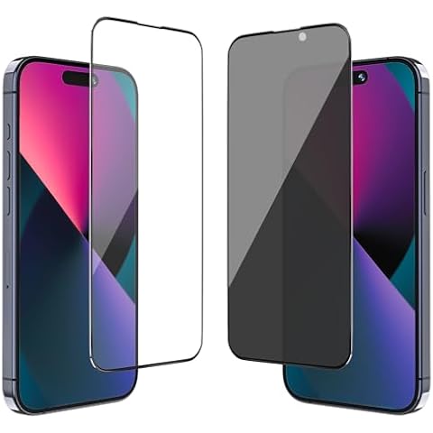 HYAIZLZ Compatible with iPhone 15 Pro Max Screen Protector,【2PACK】 9H Tempered Glass Film Case Friendly，HD Clear and Pravicy Screen Protector for 15 pro max 6.7 inch-Titanium Alloy Cover