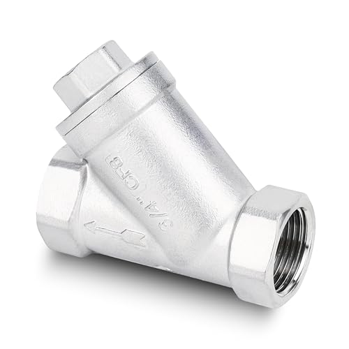 Image of Industrial Plumbing Y Strainers NPT Female 3 /4 inch, Heavy Duty 304 Stainless Steel Y-Strainer, Y-Shaped Filter Valve Connector with 80 Mesh Screen to Remove Excess Impurities for Water Oil Gas DN20