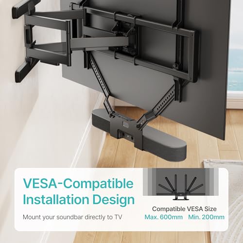 Image of Soundbar TV Mount Compatible with Sonos Beam, Black | Holds Up to 11 lbs, Soundbar Mount for Surround Sound, Under TV Installation