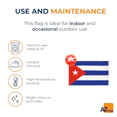 Image of AZ FLAG - Cuba Flag - Large 5x8 Ft - 100D Polyester Cuban Big Banner with Two Metal Grommets - Fade Resistant - Vivid Colors - 5' x 8' Feet - 250x150 Cm