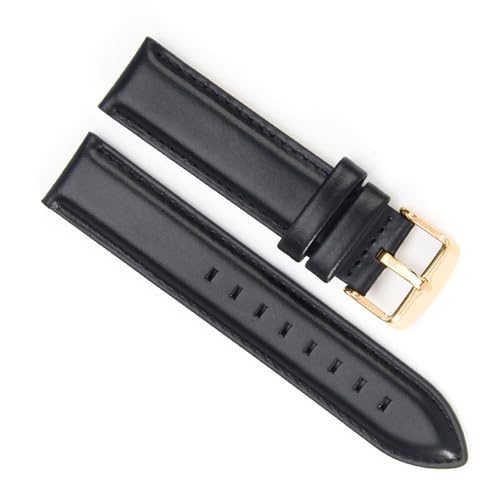 Bracelet en cuir pour Daniel Wellington 19mm noir et or pour le style de tous les jours