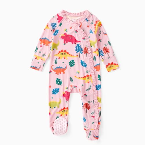 Newborn Baby Clothes with Viscose from Bamboo, Ruffle Button Footie Outfit Long Sleeves Jumpsuit for Boy and Girl
