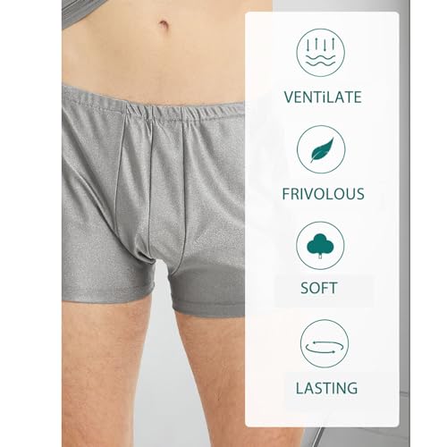 Man's EMF Shielding Boxer Brief Silver Fiber Cotton EMF Shielding Underwear Men Radiation Protection Underpants Boxer Briefs Underwear (L)4