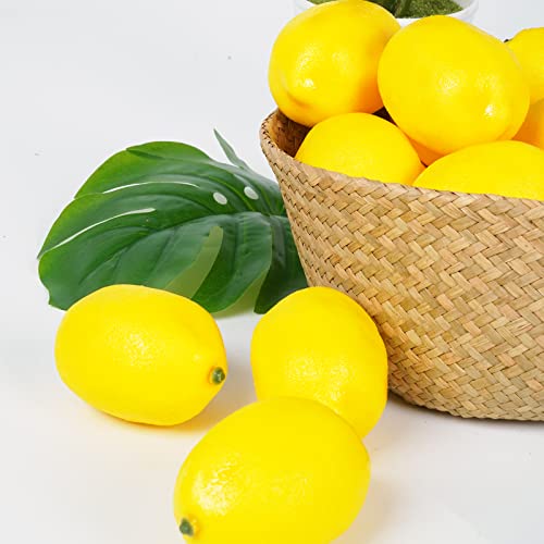 Maidprin 20 Pcs Fake Lemons Artificial Lemon Fruit Decorative Bowl Vase Filler Decoration For Home Kitchen Party Decor #TOP4