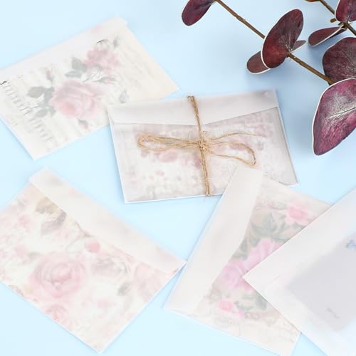 Envelopes de vidro com 50 peças, 9 × 7 cm, sacos de papel de vidro para carimbos, envelopes transpar