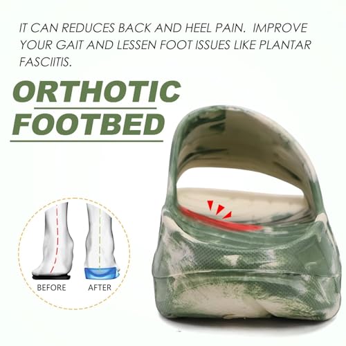 Image of KuaiLu Mens Recovery Sandals Orthotic Arch Support Open Toe Sport Slides Thick Cushion Orthopedic Plantar Fasciitis Slip On Wide Width Summer Pool Beach Waterproof