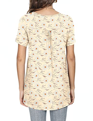 POPYOUNG Women's Summer Tops Short Sleeve Tunic Loose Fitting Blouses Henley Shirts3