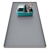 Anzfy Cat Litter Mat, 51" x 25.6" Silicone Mat for Litter Box, Cat Litter Trapping Mat for Scatter Control, Easy Clean, Waterproof and Non-Slip(Light Grey)