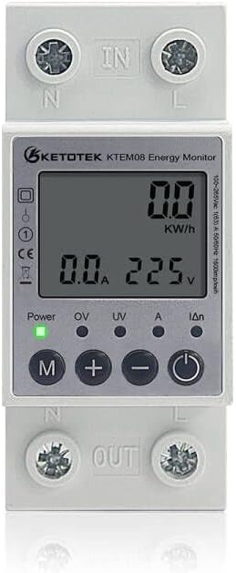 KETOTEK Voltage Meter Din Rail Ammeter Tester CT Digital Power Meter Voltmeter Volt Amp Multimeter LED Current Voltage Tester Volt Energy Meter (AC 80-260V 100A)