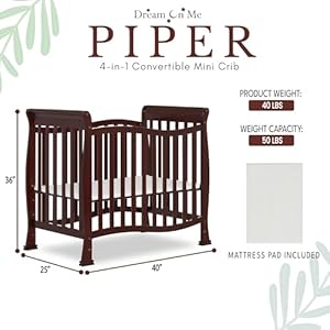 Violet 4-In-1 Convertible Mini Crib In Espresso, Greenguard Gold Certified, JPMA Certified, 3 Position Mattress Height Settings, Non-Toxic Finish Violet 4 In 1 Convertible Mini Crib In Espresso Greenguard Gold Certified JPMA Certified 3 Position Mattress Height Settings Non Toxic Finish