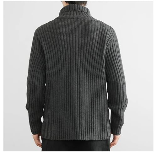 Men’S Casual Loose Fit Turtleneck Cardigan Sweater Long Sleeve Full-Zip Knit Jumper Tops3