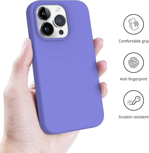 Image of Elzzi Microfiber Candy Case Compatible for iPhone 14 PRO MAX, Shockproof Slim Back Cover Liquid Silicone Case (Purple)