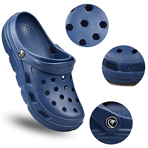 Pimio Garden Clogs For Women And Men,Slip On Work Shoes With Arch Support,Womens Mens Quick-Dry Water Shoes Casual Sandals,Comfortable Slippers B Navy #TOP3
