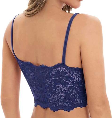 Style Flakes Padded Lace Bralettes Sexy Lace Bralette with Straps Fancy Bra for Women and Girls Pack of 3 Black Blue Red Size 28 to 36