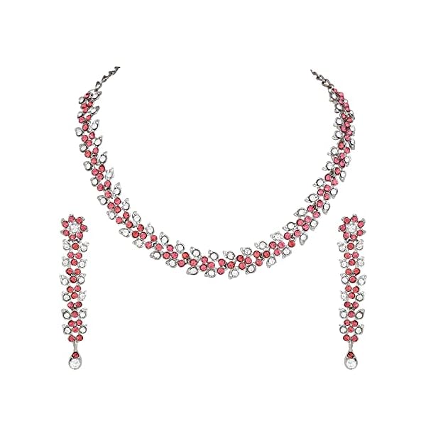 Atasi International Crystal Stylish Necklace Jewellery Set with Earrings for Women/Girls | Best Suited for Party/Wedding/Festive Occasions
