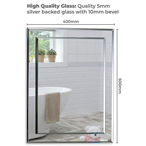 Neue Design Bathroom Mirror Double Layer 70cm x 50cm Rectangular Wall Mounted Plain, Beautiful Mirror for your Bathroom or Other Rooms in your Home Lynne