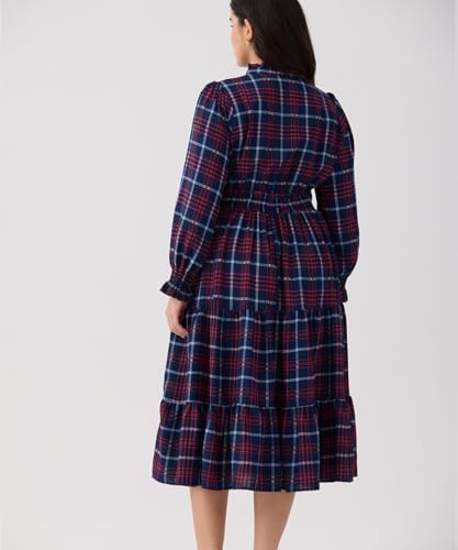 RITERA Plus Size Dresses Women Casual Fall Maxi Boho A Line Long Sleeve Ruffle V Ruffle V Neck Dress with Pocket XL-5XL4