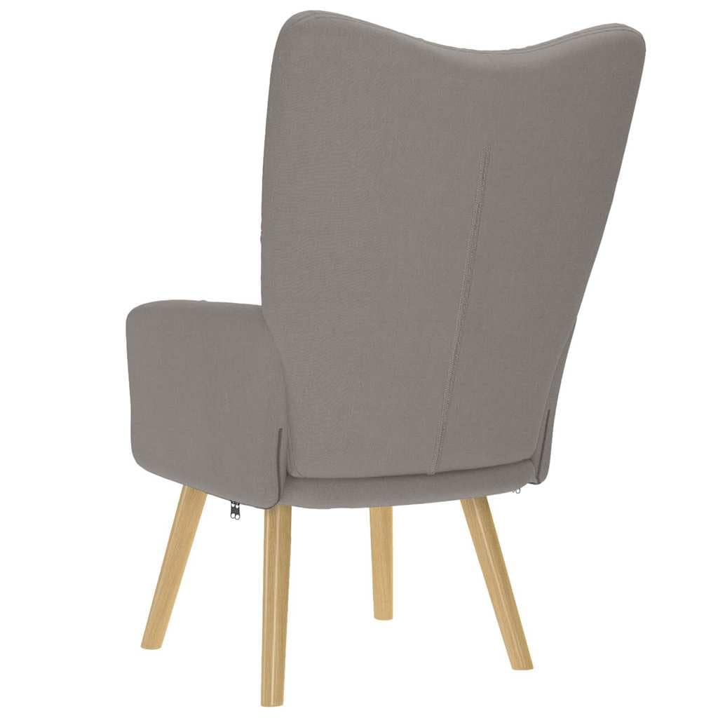 Poltrona relax in tessuto tortora con imbottitura in schiuma, struttura in legno e metallo, braccioli e schienale, 61,5 x 69 x 95,5 cm, per soggiorno, salotto, angolo degli ospiti, comoda e