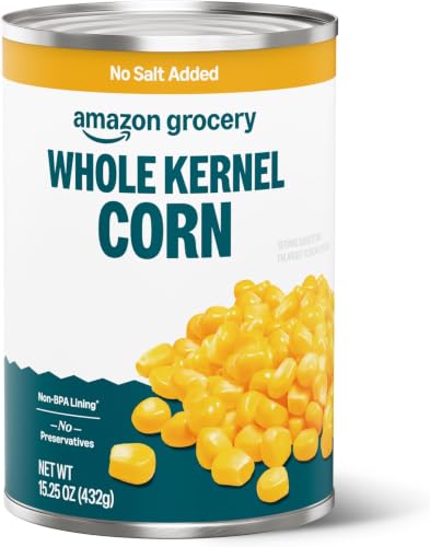 Amazon Fresh, Canned Whole Kernel Corn No Salt Added, 15.25 Oz (Pack of 6) - image 1