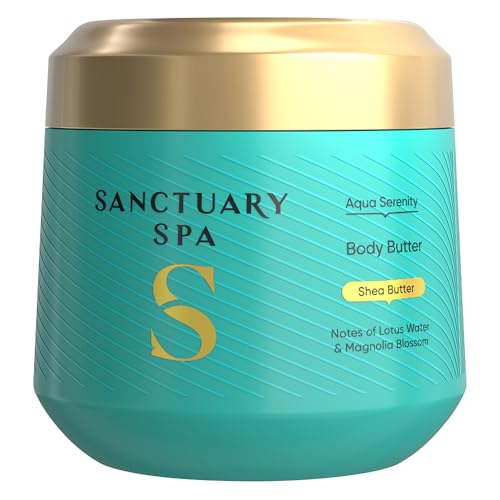 Sanctuary Spa Aqua Serenity Body Butter 300ml Deep Hydration with Shea Butter & Vitamin E Silky Soft Skin Lotus Water & Magnolia Blossom Ocean-Inspired Fragrance