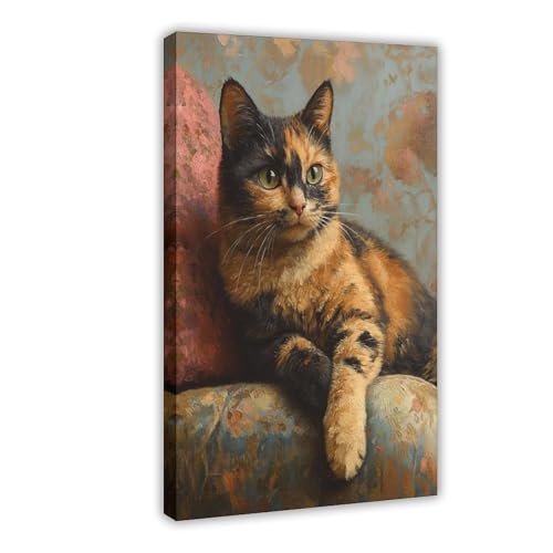 Toile chat écaille de tortue 61x91.4 cm pour décoration de bureau