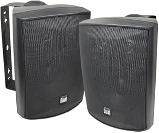 Dual Electronics LU53PB 3-Way High Performance Outdoor Indoor Speakers with Powerful Bass | Effortless Mounting Swivel Brackets | All Weather Resistance | Expansive Stereo Sound Coverage | Sold in Pairs, Black