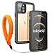 Funda Impermeable iPhone 12 Pro Protección IP68 Waterproof 360-Grados Case Protectora Antigolpes Anti-rasguños Impermeable Carcasa con Correa Flotante para Apple iPhone 12 Pro (Negro Mate/Naranja)